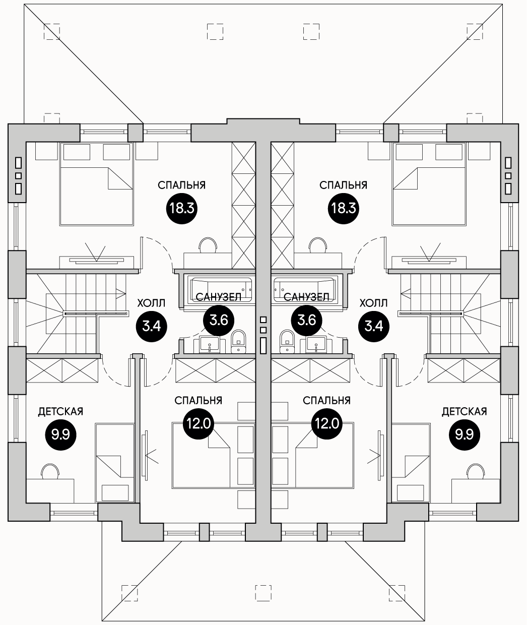 Планирока 2-го этажа в проекте Небольшой таунхаус TD-99